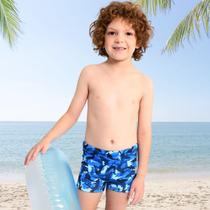 Sunga Boxer Infantil Menino Proteção UV FPS 50+ Azul Camuflada Marujos e Sereias 740