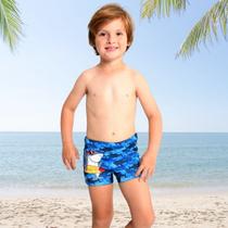 Sunga Boxer Infantil Menino Proteção UV FPS 50+ Azul Tubarão Marujos e Sereias 739