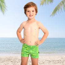 Sunga Boxer Infantil Menino Proteção UV FPS 50+ Verde Estmapado Marujos e Sereias 737