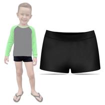 Sunga Boxer Infantil Preta Moda Praia Piscina Original Proteção Solar Uv50+