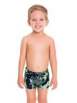 Sunga Boxer Infantil Proteção Solar Folhagens Verde Tam 1 a 3 - Fakini