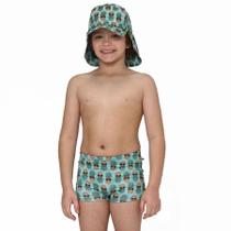 Sunga Boxer Infantil Proteção UV Abacaxi Verde Accua UV.Line