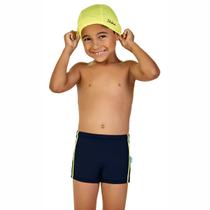 Sunga Boxer Natação Infantil com Touca Proteção UV50+ Amarelo Neon Kamylus Sunga Boxer Natação Infantil com Touca Proteção UV50+ Amarelo Neon Kamylus