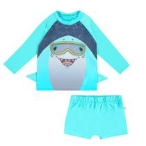 Sunga e Camiseta Menino Praia e Piscina BGR Proteção UV50+ Tubarão