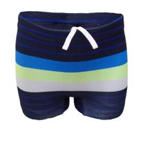 Sunga Infantil Proteção Solar Uv 50 Azul listrada Verde Neon Listras Praia Piscina Natação Boxer Top