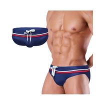 Sunga Masculina De Cintura Baixa Com Listras E Retalhos Coloridos Shorts De Praia Sensuais Para O