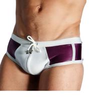 Sunga slip lilás com detalhe em branco