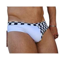 Sunga slip xadrez quadriculado preto e branco