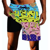 Sunga SQPO Ice Cream de Secagem Rápida com Bolso com Zíper, 3XL