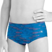 Sungão Boxer Kids Estampado Peixes UV FPS 50+ Secagem Rapida Mash