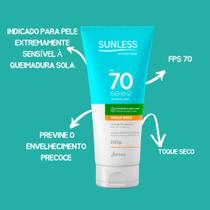 Sunless Protetor Solar 200g Para Corpo e Rosto, Toque Seco e Alta Proteção