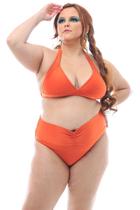 Sunquini Plus Size Cintura Alta Laranja Paprika