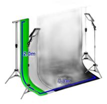 Sup Fundo Infinito + 2 Tripés Com Holofote + 3 Tecidos 3X2