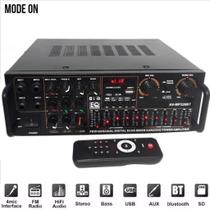 Super Amplificador 1200w estéreo Bluetooth 2 canais controle remoto USB SD FM 110V karaoke