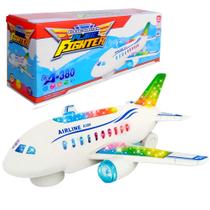 Super Avião com Luz Brinquedo Divertido Bate e Volta Musical