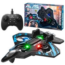 Super Avião De Caça Controle Remoto Drone Com Luz LED Brinquedo Recarregável