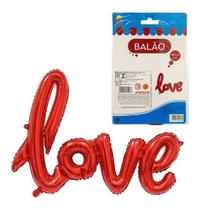Super Balão Bexiga Metalizado Love Vermelho - 108 X 64 Cm - Minha Torre Forte