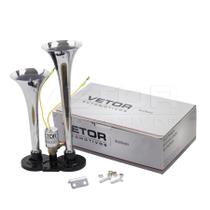 Super Buzina Eletropneumática 2 Cornetas Cromada 12v Vetor