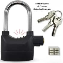 Super Cadeado Com Alarme Sonoro Portão Bicicleta Moto Bl 16 Preto Super Cadeado Com Alarme Sonoro Portão Bicicleta Moto Bl 16 Preto