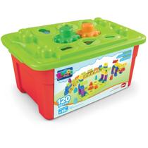 Super Caixa Educativa Blocos Montar 120 Peças MK328 Brinquedo Infantil Didático Presente Dia da Criança Dismat