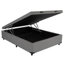 Super Cama Baú Viúva 128x188 - Sintético Cinza Super Cama Baú Viúva 128x188 - Sintético Cinza