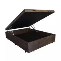 SUPER Cama Box Baú Casal Suede Marrom - 138x188 - Lord Baús