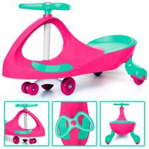 Super Car Carrinho Gira Ginga Até 100kg Rodas Com Luz Cor Rosa E Verde - Unitoys