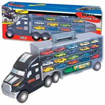 Super Carreta Braskit, Caminhão Expositor Cegonheira 63cm Com 21 Carrinhos Vira Maleta Super Carreta Braskit, Caminhão Expositor Cegonheira 63cm Com 21 Carrinhos Vira Maleta
