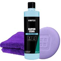 Super Cera Automotiva Limpadora 500G + Aplicador Espuma + Microfibra 350 GSM