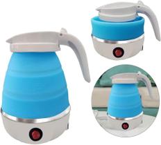 Super Chaleira Elétrica Dobrável Silicone 600ml Portátil 220V Cor Azul Super Chaleira Elétrica Dobrável Silicone 600ml Portátil 220V Cor Azul