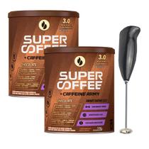 Super Coffee 3.0 Chocolate 220g - Kit com 2 un.+ Mixer misturador - Caffeine Army