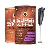 Super Coffee 3.0 Chocolate 380g e Super Coffee 3.0 Original 380g - Kit com 2 un + Mixer misturador