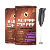 Super Coffee 3.0 Chocolate 380g - Kit com 2 un.+ Mixer misturador - Caffeine Army