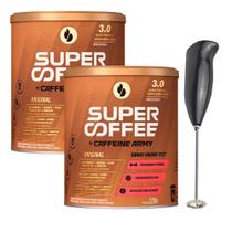 Super Coffee 3.0 Original 220g - Kit com 2 un.+ Mixer misturador - Caffeine Army