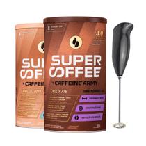 Super Coffee 3.0 Vanilla 380g e Super Coffee 3.0 Chocolate 380g - Kit com 2 un+ Mixer misturador