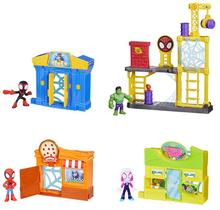 Super Combo Com 4 Playsets Com Bonecos Spidey Amazing Friends Aventuras na Cidade - City Bloks - Hasbro