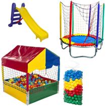 Super Combo Recreativo: Cama Elástica 1,40m + Piscina de Bolinhas 1,00m + 500 Bolinhas + Escorregador Médio Super Combo Recreativo: Cama Elástica 1,40m + Piscina de Bolinhas 1,00m + 500 Bolinhas + Escorregador Médio