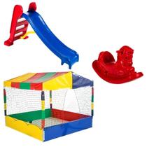 Super Combo Recreativo Piscina de Bolinhas 1,50m Escorregador Médio Gangorra 1 Lugar Super Combo Recreativo Piscina de Bolinhas 1,50m Escorregador Médio Gangorra 1 Lugar