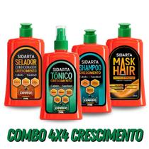 SUPER COMBO SIDARTA 4x4 B Shampoo Tônico Máscara Hidratação Condicionador Crescimento Capilar Explosivo.