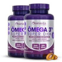 Super DHA Omega 3 TG (Selo MEG-3) DHA 1.500 mg + EPA 300 mg Odorless com 90 cápsula -Sanavita-Kit com 02 unidades