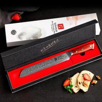 Super Faca Pao Aço Premium Damasco 67 Camadas Profissional