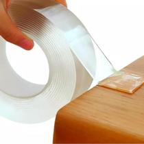 Super Fita Mágica Nano Adesiva Dupla Face Extra Forte Lavável Transparente 3 X 300 cm