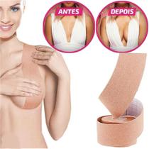 Super Fita Sutiã Levanta Peito Seio Adesivo Resistente Suor Plus Size Nude 5m Reforçado