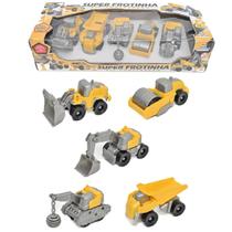 Super Frotinha Kit Construção Infantil Com 5 Máquinas Retro, Carregadeira, Demolidor, Caçamba e Rolo Super Frotinha Kit Construção Infantil Com 5 Máquinas Retro, Carregadeira, Demolidor, Caçamba e Rolo
