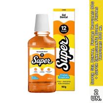 Super Gel Dental Frutas Tropicais 90g + Super Enxaguante Bucal Frutas Tropicais 500 ml