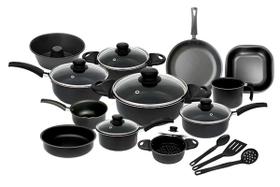 Super Jogo De Panelas 15 Peças Antiaderente Tampa De Vidro