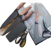 Super Jogo Facas Churrasco Cozinha 6 Peças Aço Inox 304 Cor