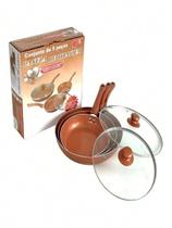 Super Jogo Titanium Cerâmica Premium 3 Frigideiras 2 Tampa De Vidro 20/24/28cm