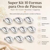 Super Kit 10 Formas Ovo de Páscoa 350g 15,5x10x5cm Alumínio Caparroz para Chocolate Bolo Recheado Confeitaria