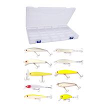 Super Kit 10 Iscas Artificiais Nelson Nakamura 4,5-11cm + Estojo Pesca Lucky